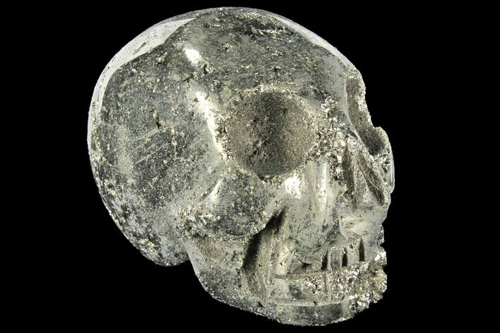 Polished Pyrite Skull With Pyritohedral Crystals #96328